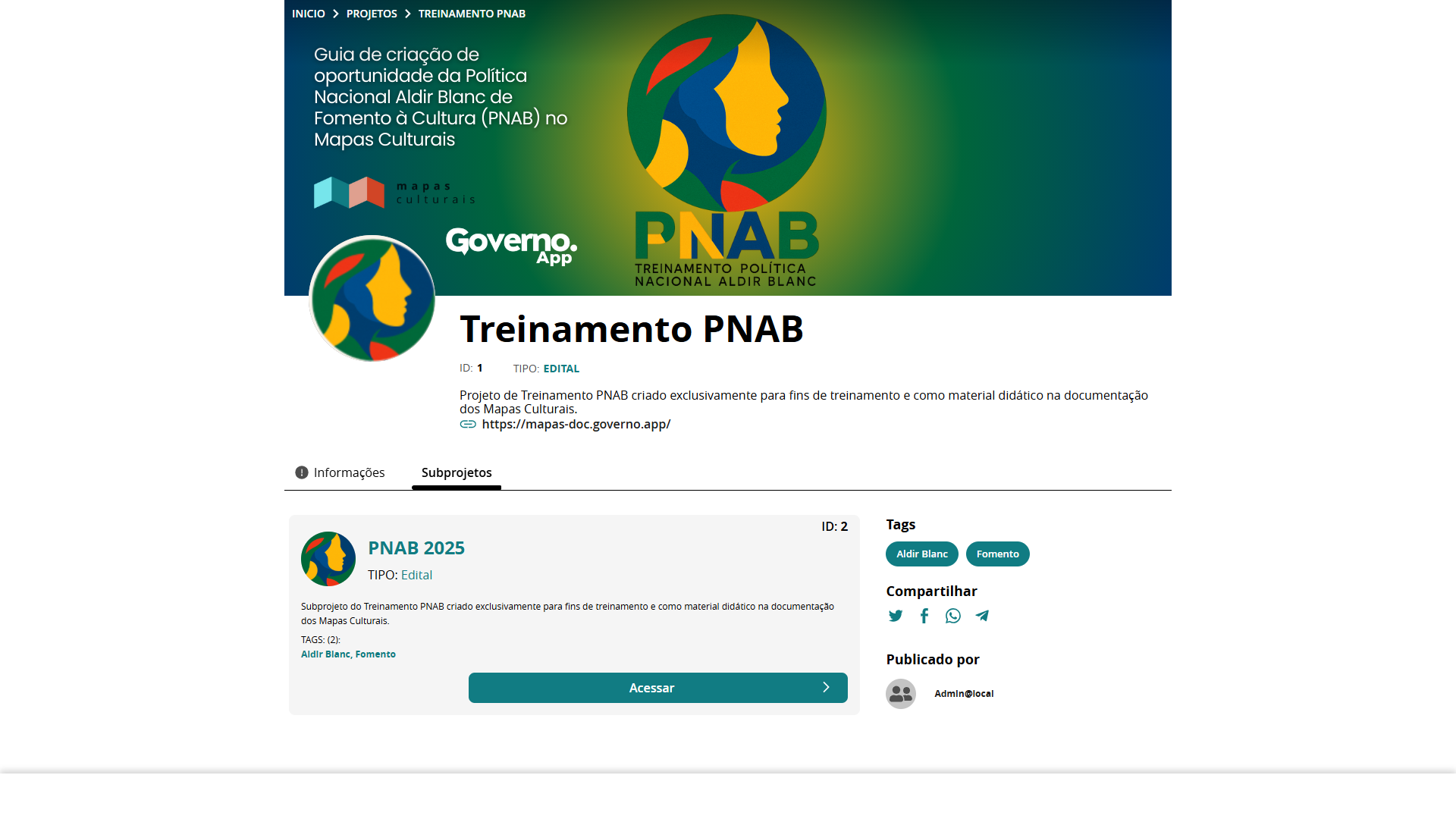 Subprojetos do Treinamento PNAB